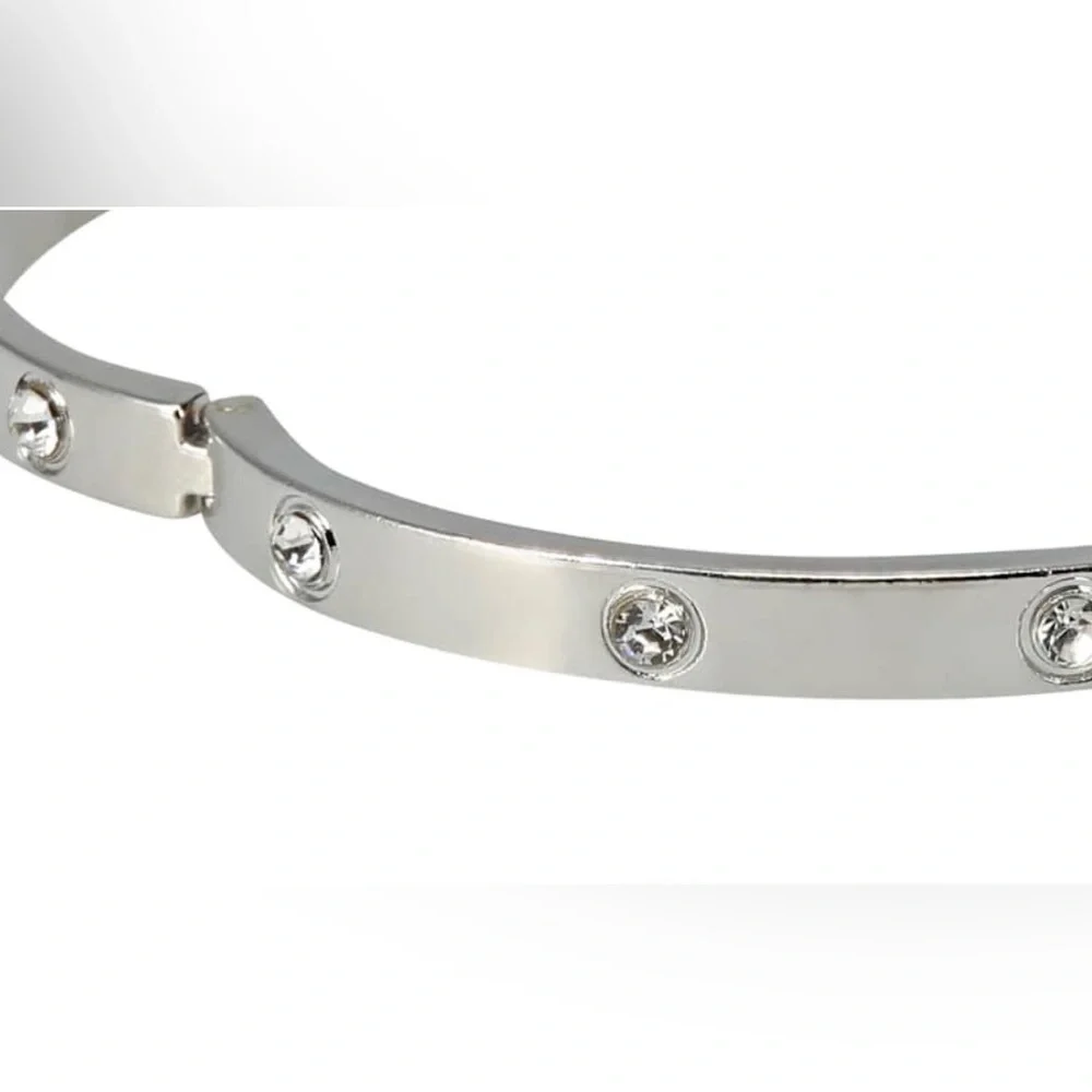 18k White Gold Love Bangle Bracelet with Diamonds